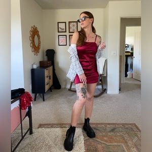 Red Dress & Blazer Outfit